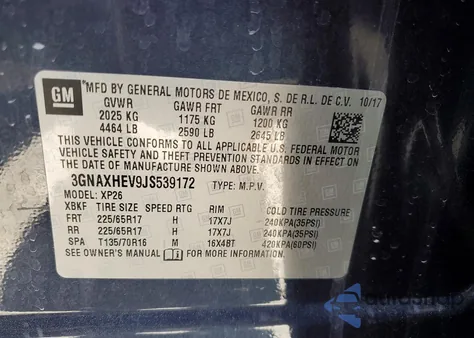 2018 Chevrolet Equinox Ls z USA, uszkodzony, nr VIN 3GNAXHEV9JS539172